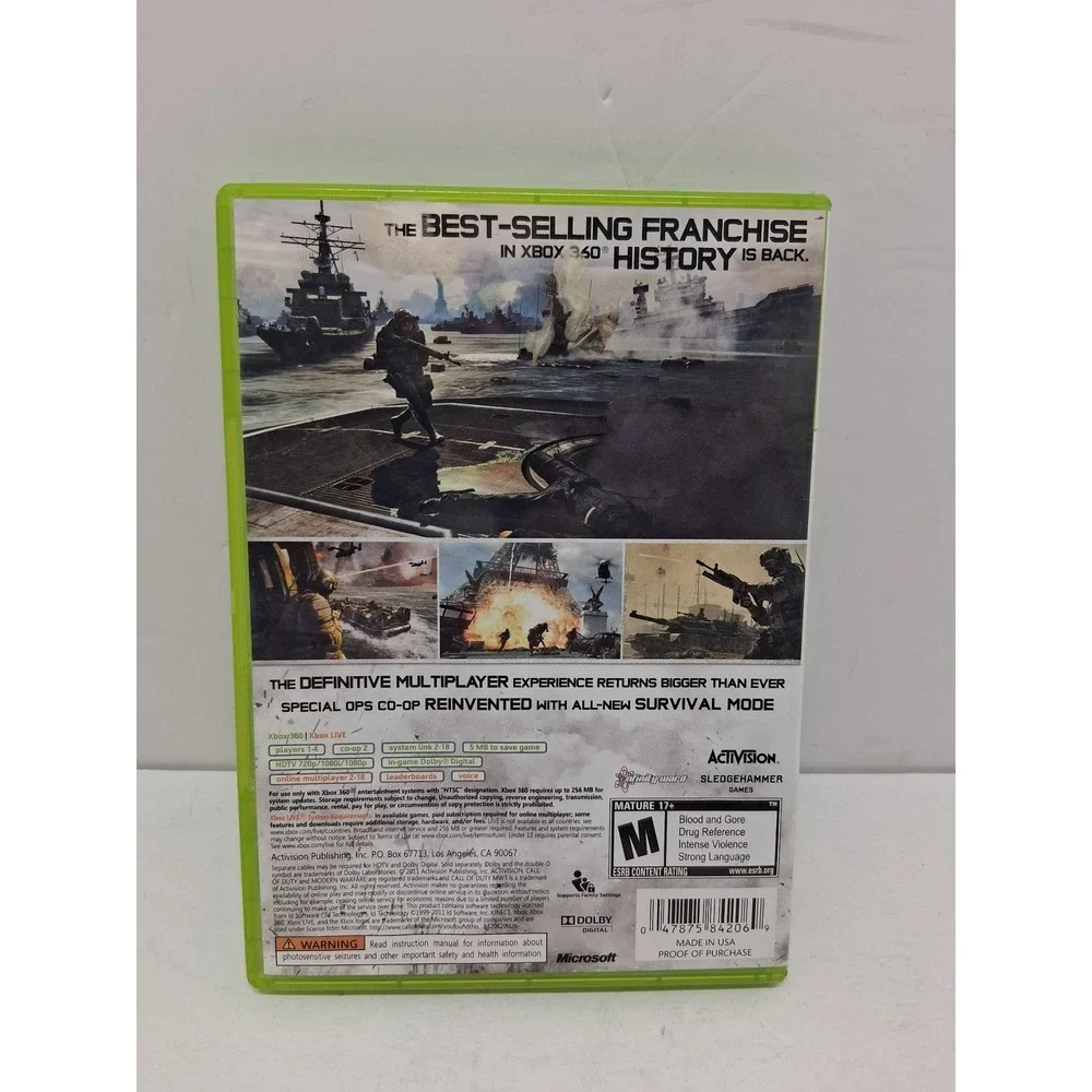 Call of Duty Modern Warfare 3 Xbox 360 MW3 Activision Game with Manual Case